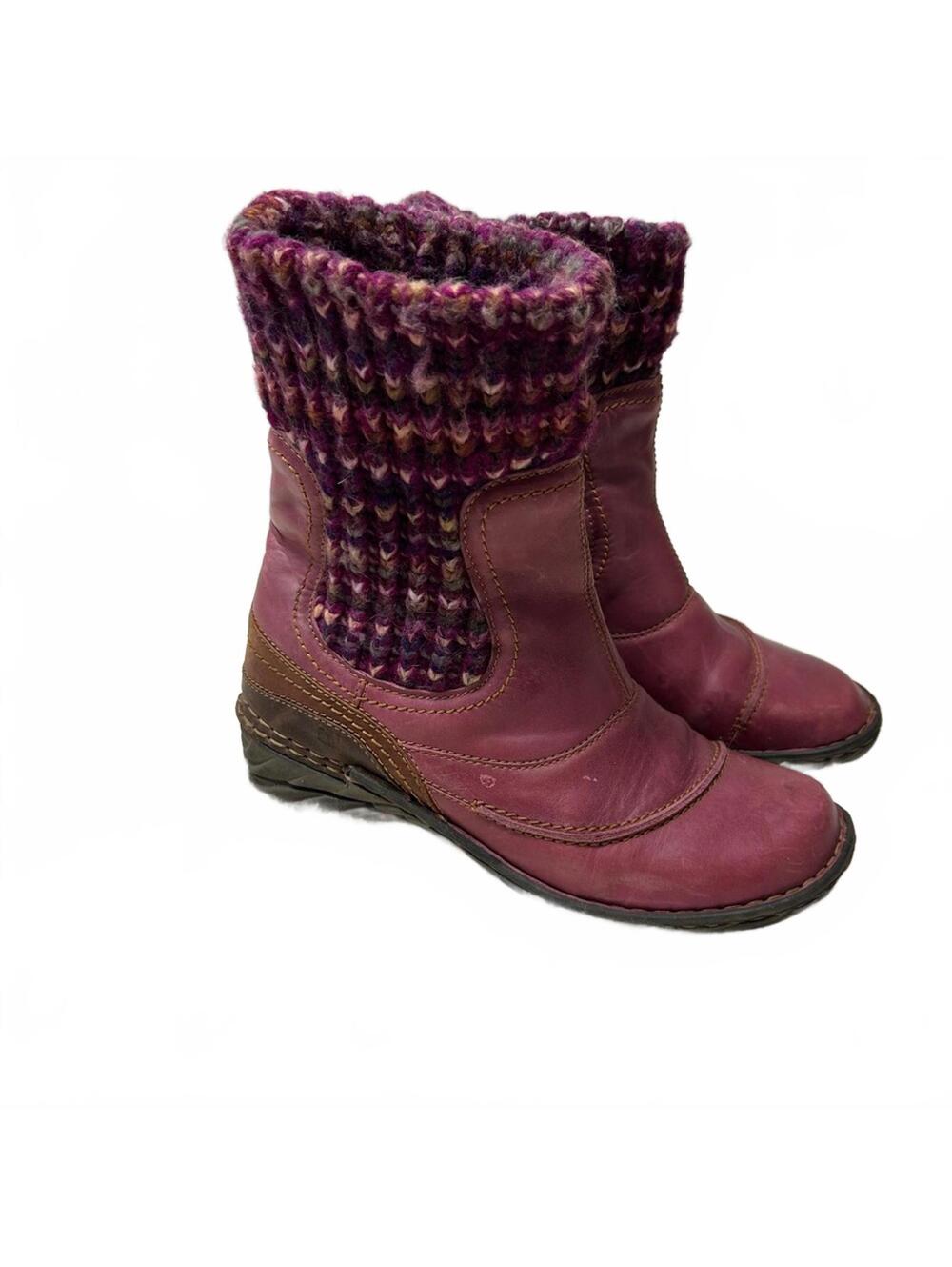 Josef Seibel European Comfort Mulberry Burnished Leather & Wool Ankle Boots | 39